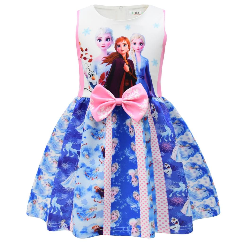 Summer New Frozen Princess Dress Mermaid Dress 3D Digital Printing Birthday Dress Children'S Dress