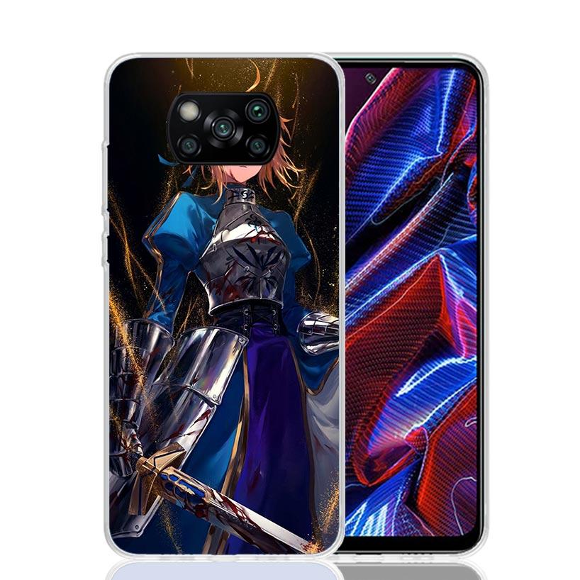 Fate Zero Stay Night Saber Phone Case For Xiaomi Poco X7 X6 X5 Pro F7 Ultra Redmi 15C 15 13 13C 12 12C 10 10A 10C 9 9A 9C 9T Cov