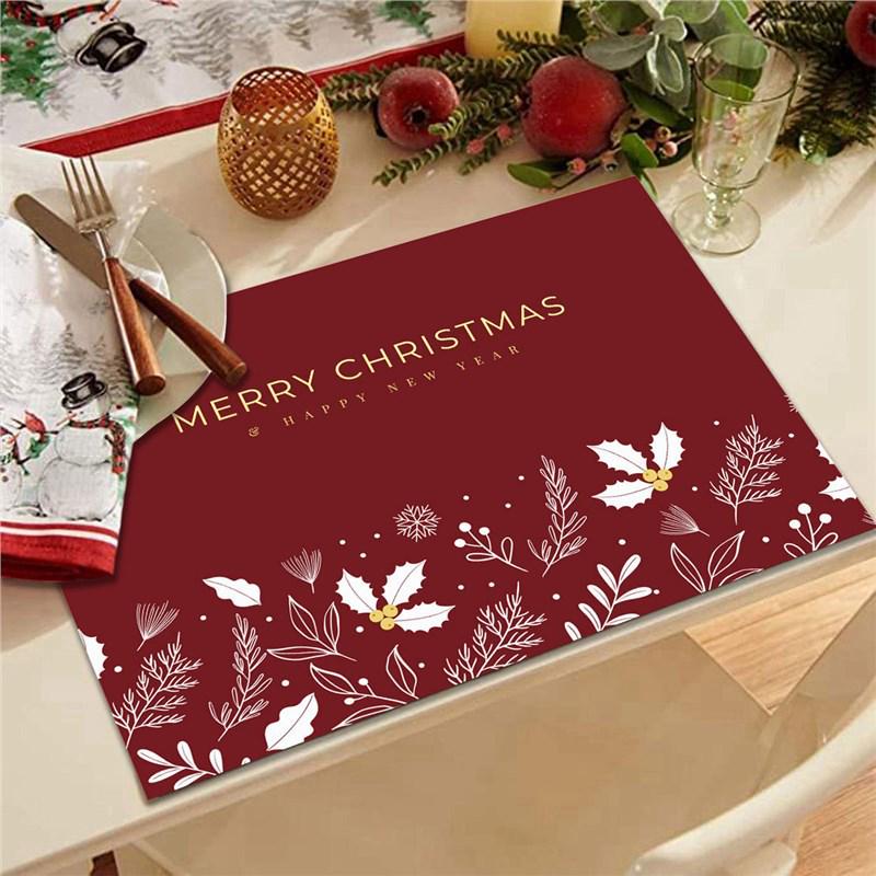Durable Heat-Resistant Faux Linen Christmas Table Placemat