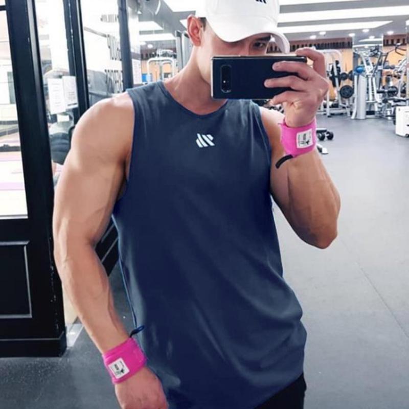 

Мужская майка для бодибилдинга, спортивная рубашка для тренировок, фитнеса, бега, жилет-стрингер, летняя безрукавка для тренировок мышц, быстросохнущая спортивная одежда XXL темно-синий
