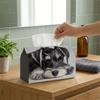 [JIT]2d Flat Printing, Featuring a Checkered Lid- Design with a Dark-Furred Schnauzer Puppy, Made from Durable Fabric, Serves As a Multi-Purpose Decor