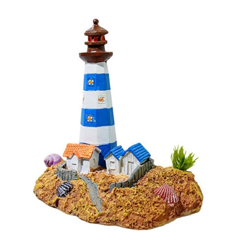 Landscape Artificial Lighthouse Landscape Fish Tanks Castles Decorations for Aquariums Terrarium Shrimp Ornaments