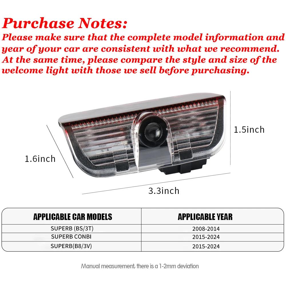 ERQY8 2pcs For Skoda Superb BS/ST 2008-2014 Superb CONBI B8/3V 2015-2024 Car Logo Door Light Laser Projector Welcome Lamps Decoration