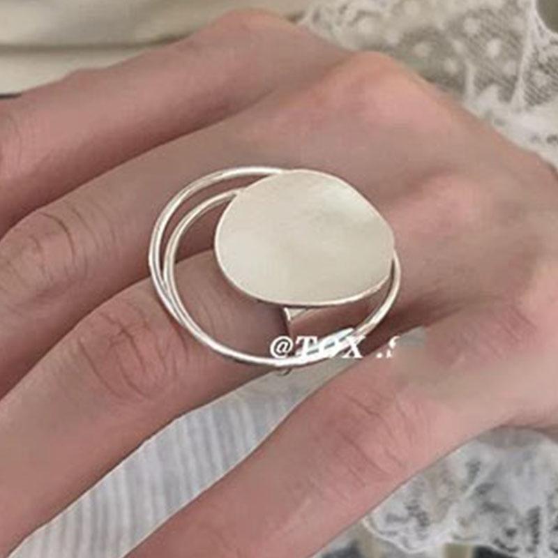 925 Sterling Silver Rings for Women Couple Minimalist Handmade Simple GOld Circle Big Ring Fine Jewelry Gift Prevent Allergy