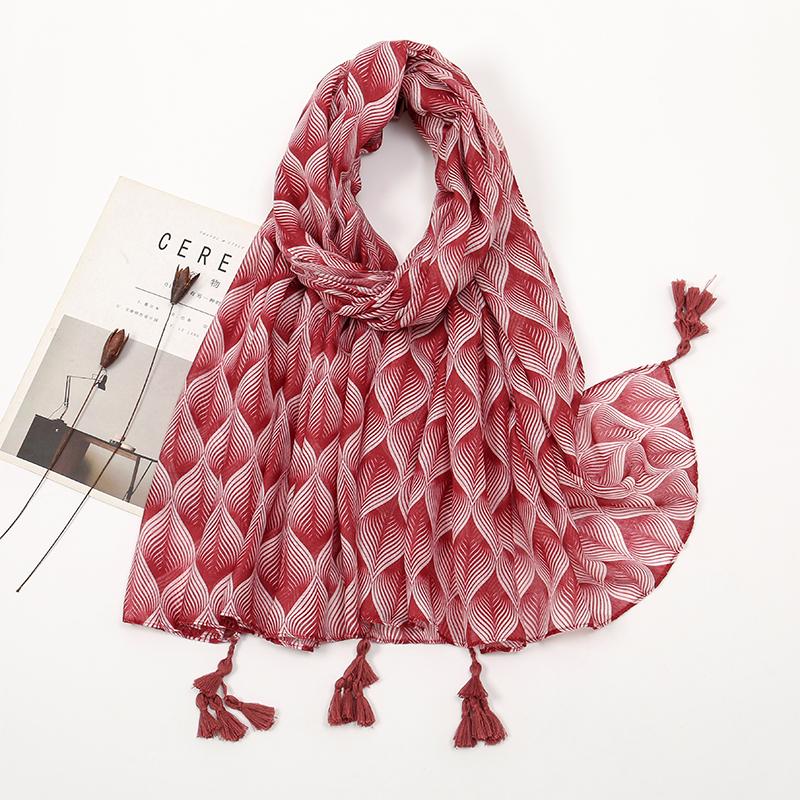 Elegant Floral Printed Hijab Cotton Viscose Tassel Shawl For Woman Fashion Beach Long Scarf Ladies Flower Headscarf 180*90cm