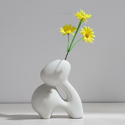 Keramikvase im nordischen Stil für Trockenblumen - Minimalistischer kreativer Hydrokultur-Blumenbehälter für die Wohnzimmerdekoration