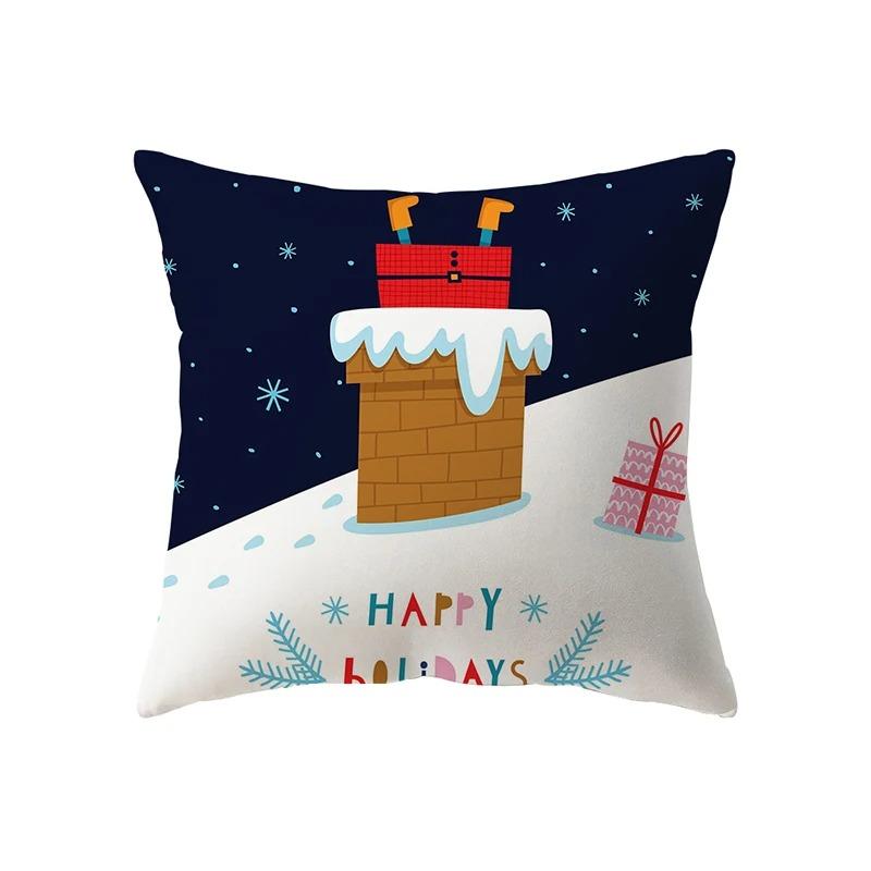 Christmas Decoration Santa Claus Print Pattern Cushion Cover Home Living Room Sofa Square Pillow Cover