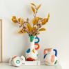 Keramisk vas Färg Graffiti Blomvas Floral Arrangements Tillbehör Vintage Flaska med Handtag Hemdekorationstillbehör