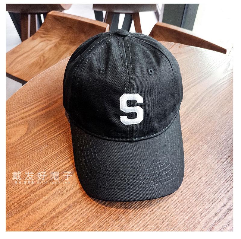 Hat female new S letter soft top curved brim cap trendy male couple baseball cap hip hop hat