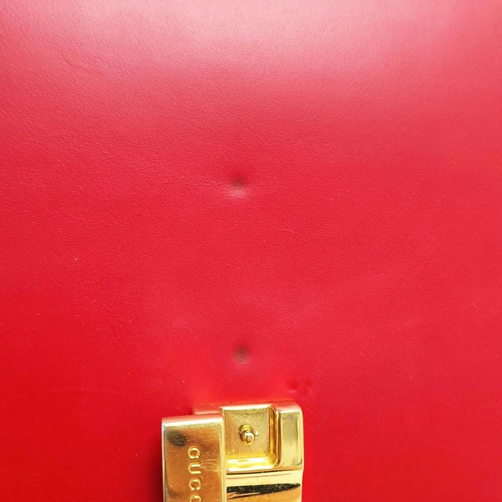 [Pre-Owned] Sylvie Gold Buckle Striped Web Ribbon Bow Wide Shoulder Strap Leather Shoulder Crossbody Handbag Small - Good #13KNGZB