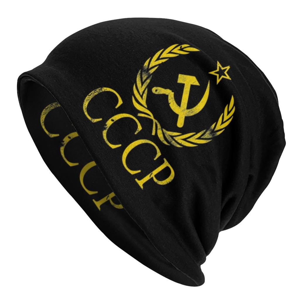 USSR Hammer Sickle Winter Warm Bonnet Homme Slouchy Beanie Hat CCCP Russian Soviet Flag Ski Skullies Beanies Cap for Unisex Women