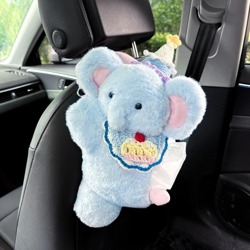 Creative Car Tissue Hanger Stuffed Animals Car Inner Decor Soft Hanging Paper Case Bag for Vehicle