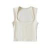 Women's Square Neck Sleeveless Crop Tank Top Slim Fit Solid Basic Camisole Shirt