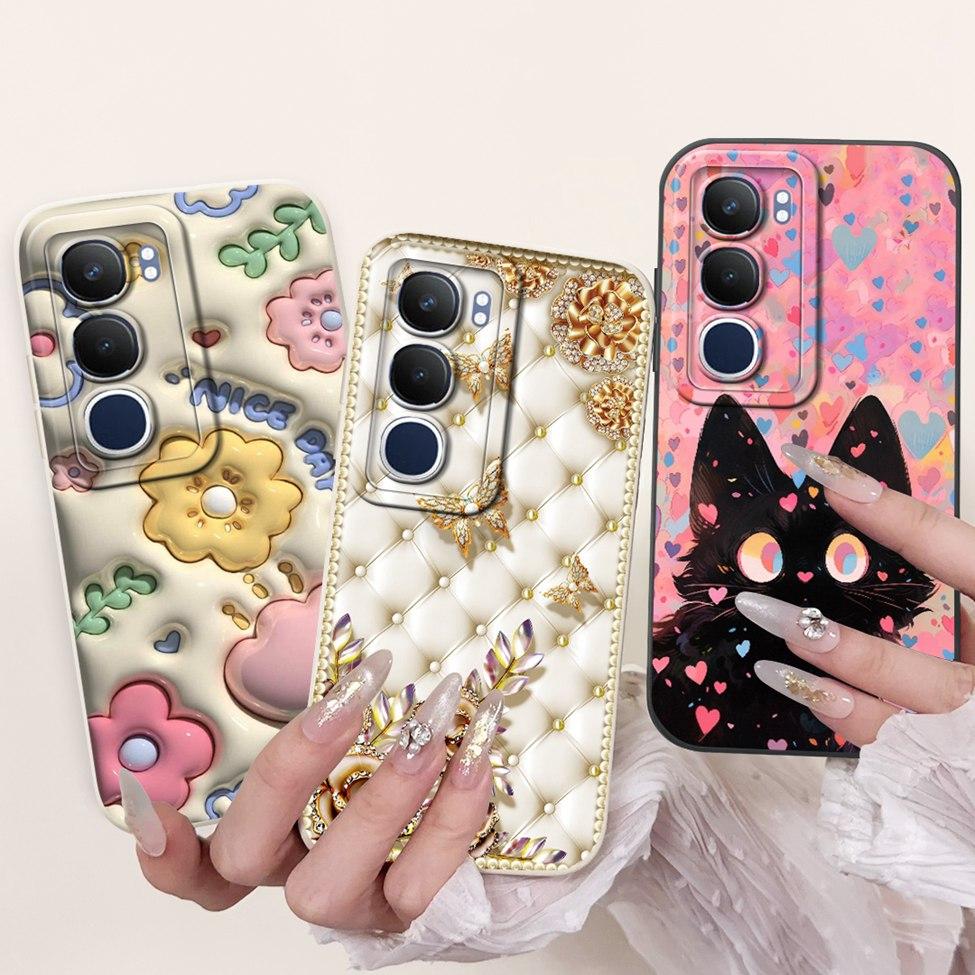 For Vivo Y19 1915 Case Y19S V2419 Luxury Fashion Cute Cartoon Girl Shockproof Silicone Back Cover For Vivo Y19s Phone Case Funda