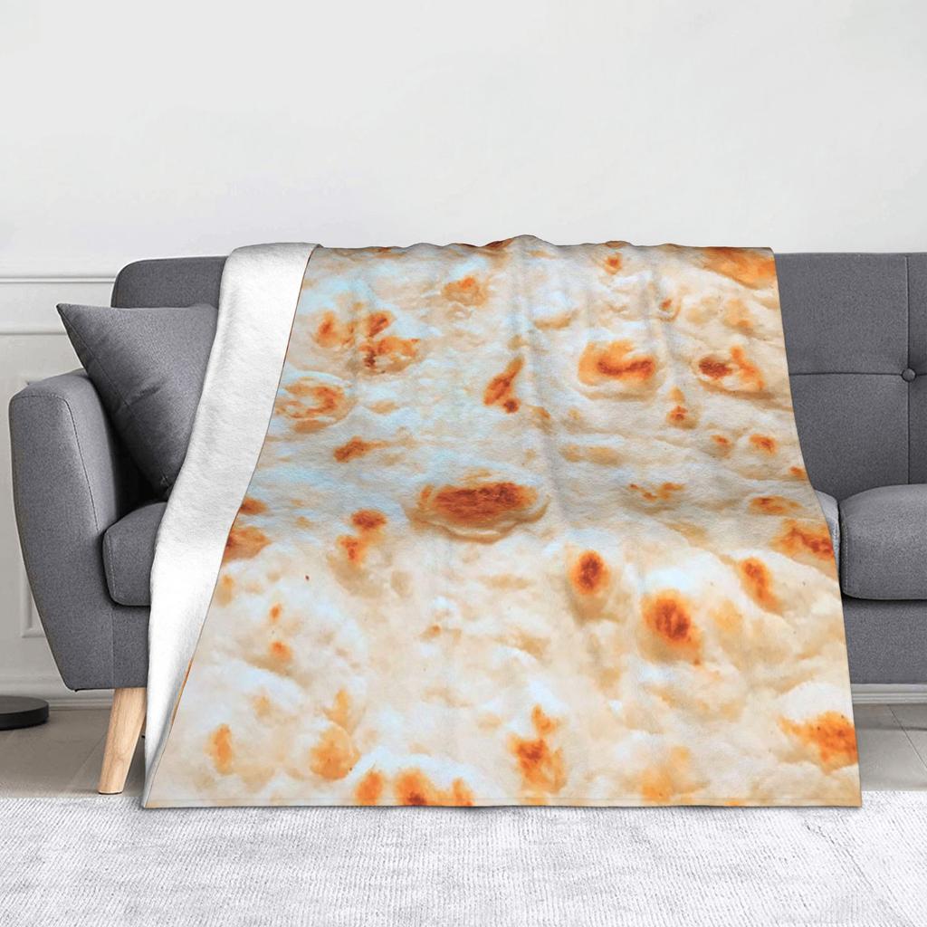 Pepperoni Pizza Pattern Flannel Blanket Tortilla Food Awesome Throw Blankets for Home 125*100cm Bedspread