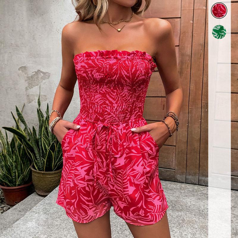 

Summer Best Seller Jumpsuit - Women s Off Shoulder Printed Romper XL зелений