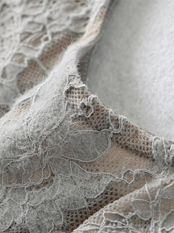 Women's Slim-Fit U-Neck Lace Crochet Mesh Bodysuit