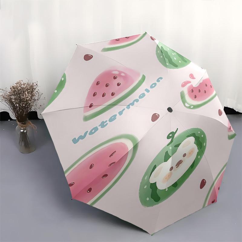 1pc Watermelon Umbrella with 8 Iron Ribs and a Plastic Handle, Automatic Opening and Closing, Portable and Foldable1051