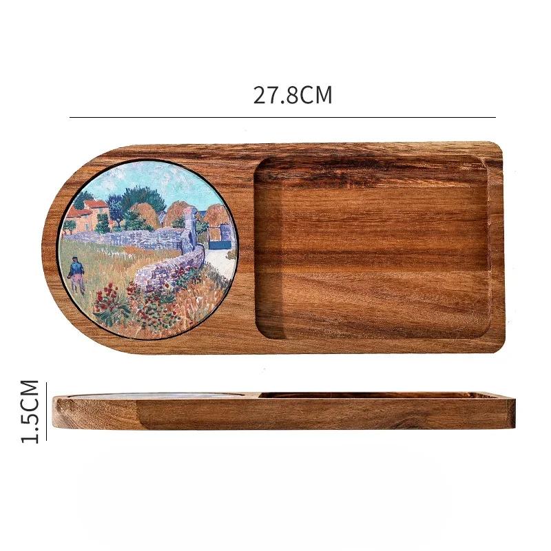 Bread Cutlery Wooden Tray Retro Pastry Dessert Afternoon Tea Snack  Tea Tray Suitable for Home Kitchen Decoration Accessories