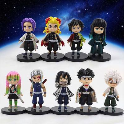 Vândut Demon Slayer Versiune Q Figurină Așezată Jucărie Anime Kimetsu no Yaiba Tanjiro Nidouzi Inosuke Zenizu Figurine PVD Model Păpușă