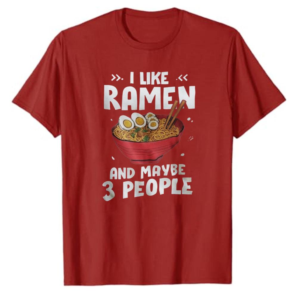 Vintage RaUnisex Lover Cotton Tshirt Japanese Noodles Design Short Sleeve Crew Neck Casual Fit Funny Text Graphic Tee for Unisex Women