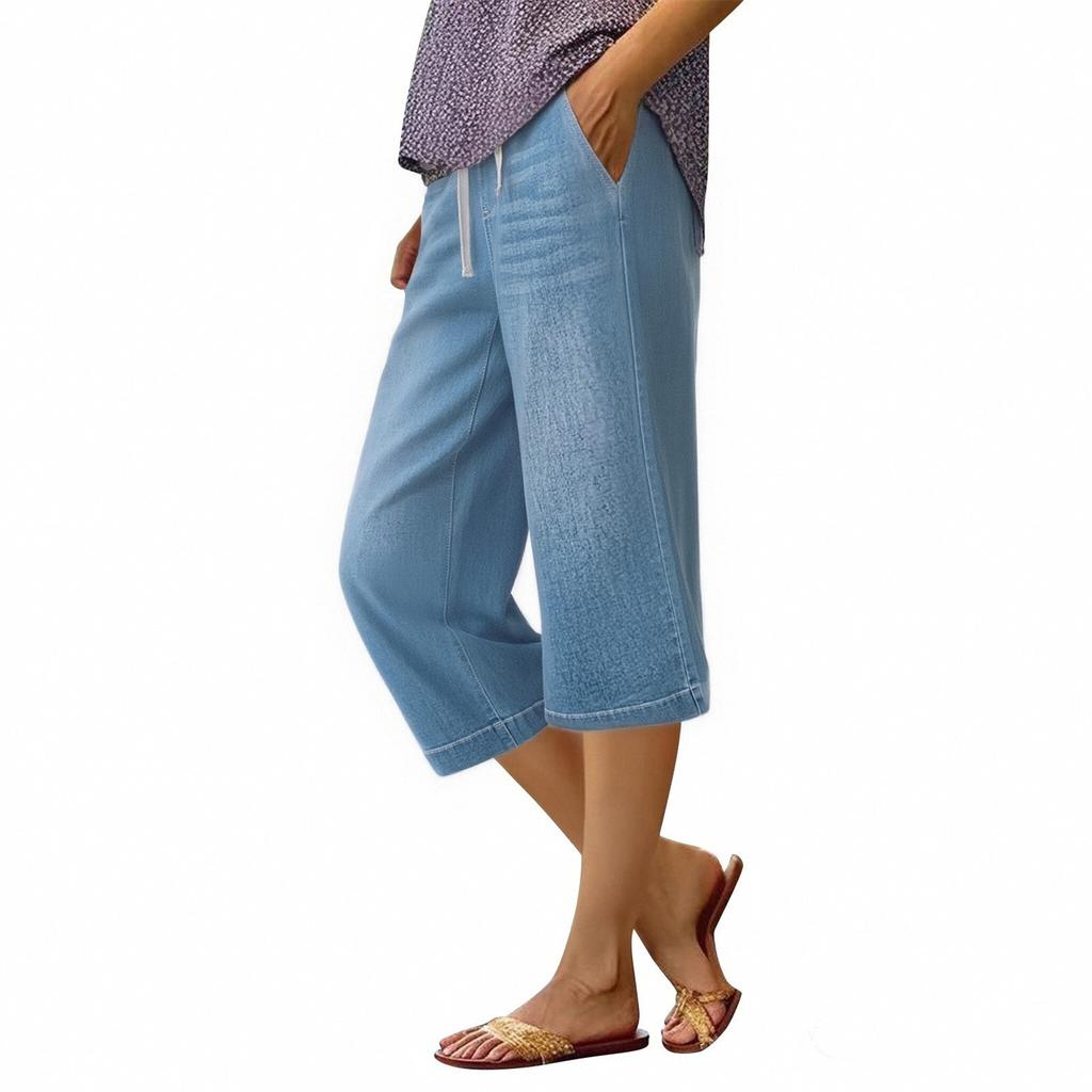 Jean taille haute pour femme, extensible, évasé, jambes droites, ourlet tendance