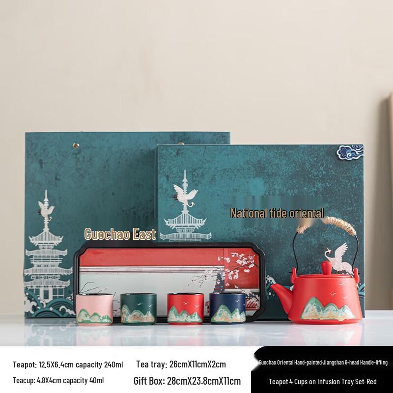 Hongyu Guochao Jiangshan Hand-painted Tea Set Gift Box