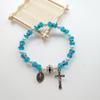 Cross Rosary Bracelet Elastic Bead Jewelry Men Hand Decoration Supplies