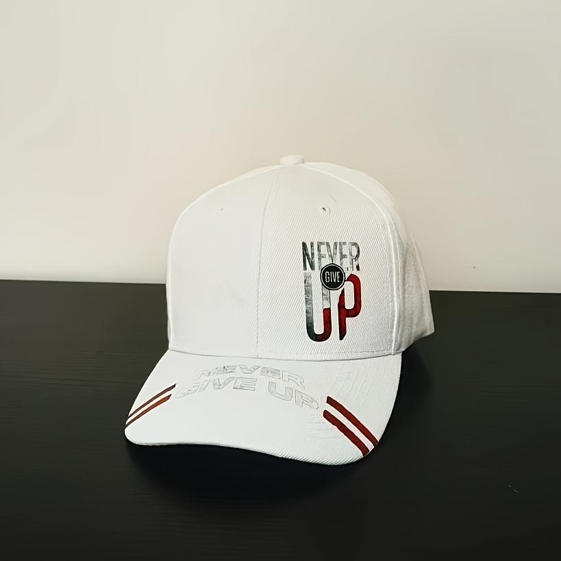 1Pc Of "Never Give Up" Inspirational Print Baseball Cap For Life, Street Fashion Outdoor Sports Baseball Cap Curved Brim