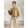 French Style Yellow Striped Ribbon Blouse