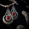 Bohemian Devil Eyes Moon Sliver Color Filigree Colored Gemstones Dangle Earrings for Women Gothic Halloween Party Jewelry Gifts