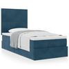 Ottoman Bed with Mattress Dark Blue 80x200 Cm Velvet