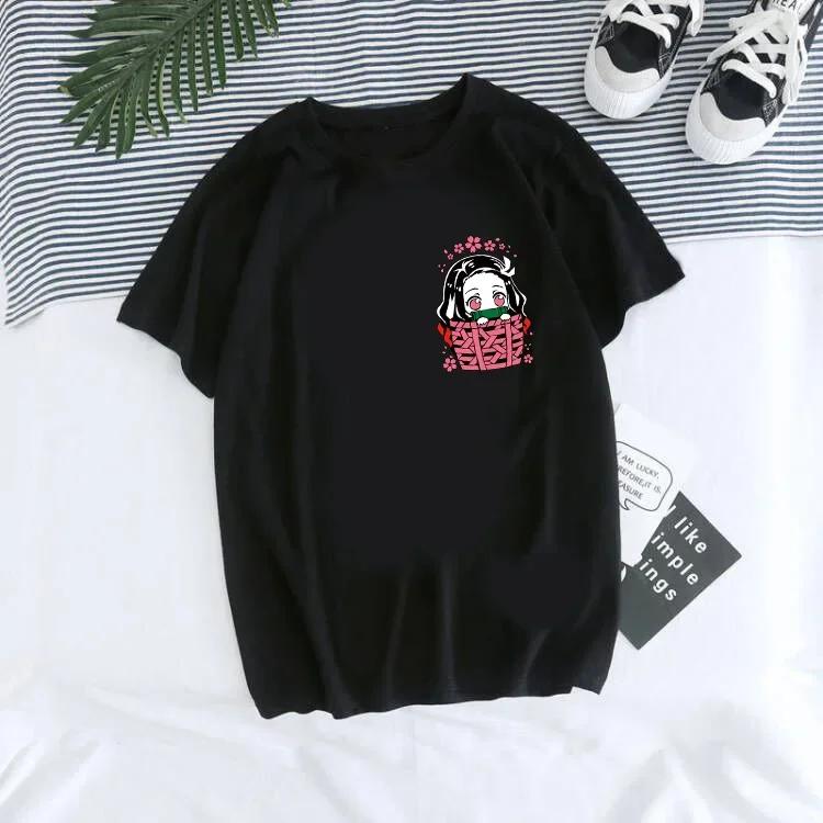 Japanisches Anime Demon Slayer T-Shirt für Damen Kimetsu No Yaiba Nezuko T-Shirt Weiblich Tanjirou Kamado Grafik y2k Kleidung Oberteile