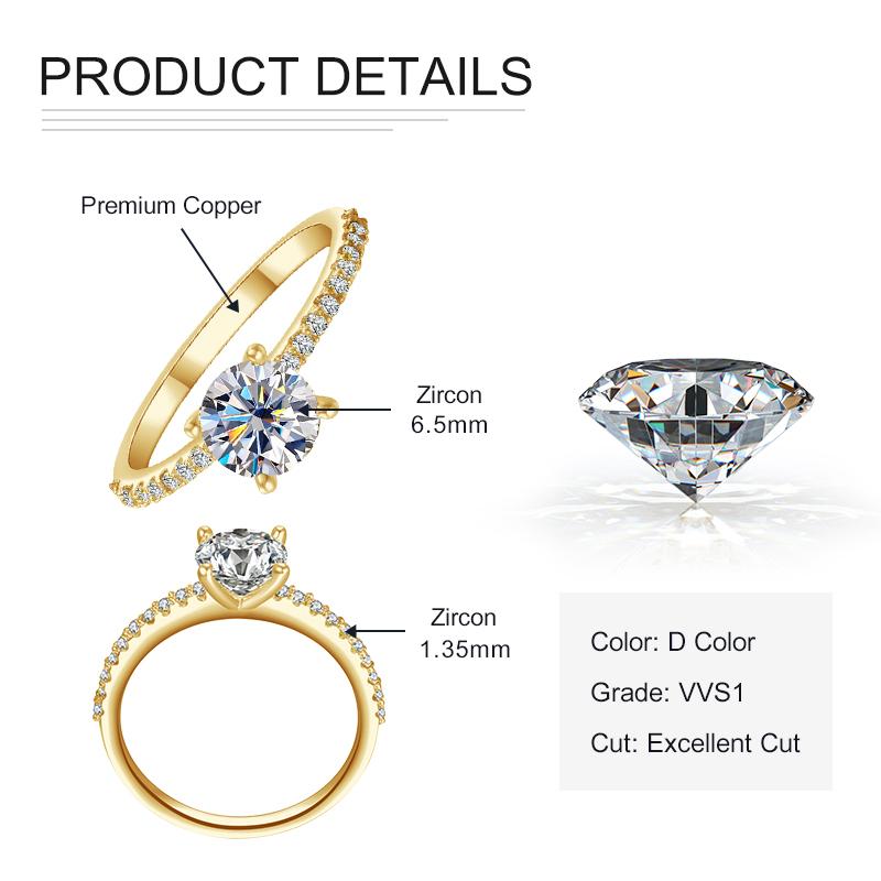 

Rrjzz Classic 1CT 2CT D-Color Moissanite Zircon Women Engagement Ring Exquisite 925 Sterling Silver Wedding Rings Trendy Jewelry 5