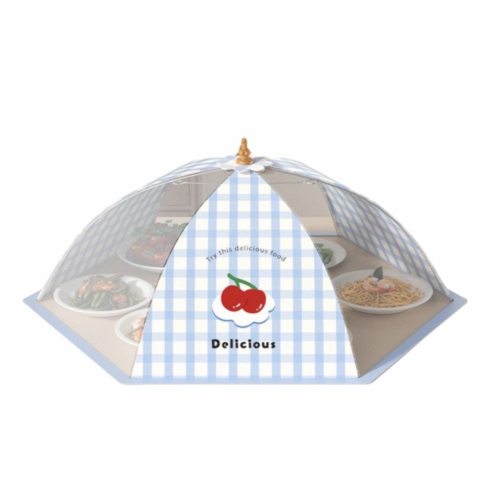 Fly-proof Kitchen Dust-proof Cover Collapsible Foldable Food Protector  Meal Protection 70cm-Round Blue