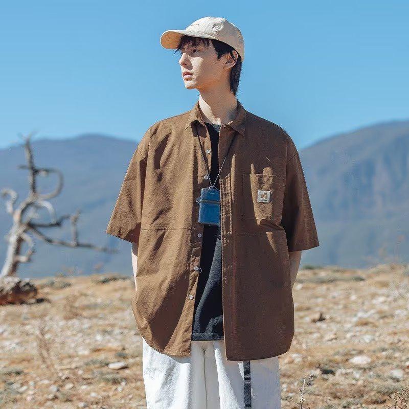 2024 Stylish Loose Workwear Half-Sleeve Retro Shirt - Japanese & Hong Kong Trend