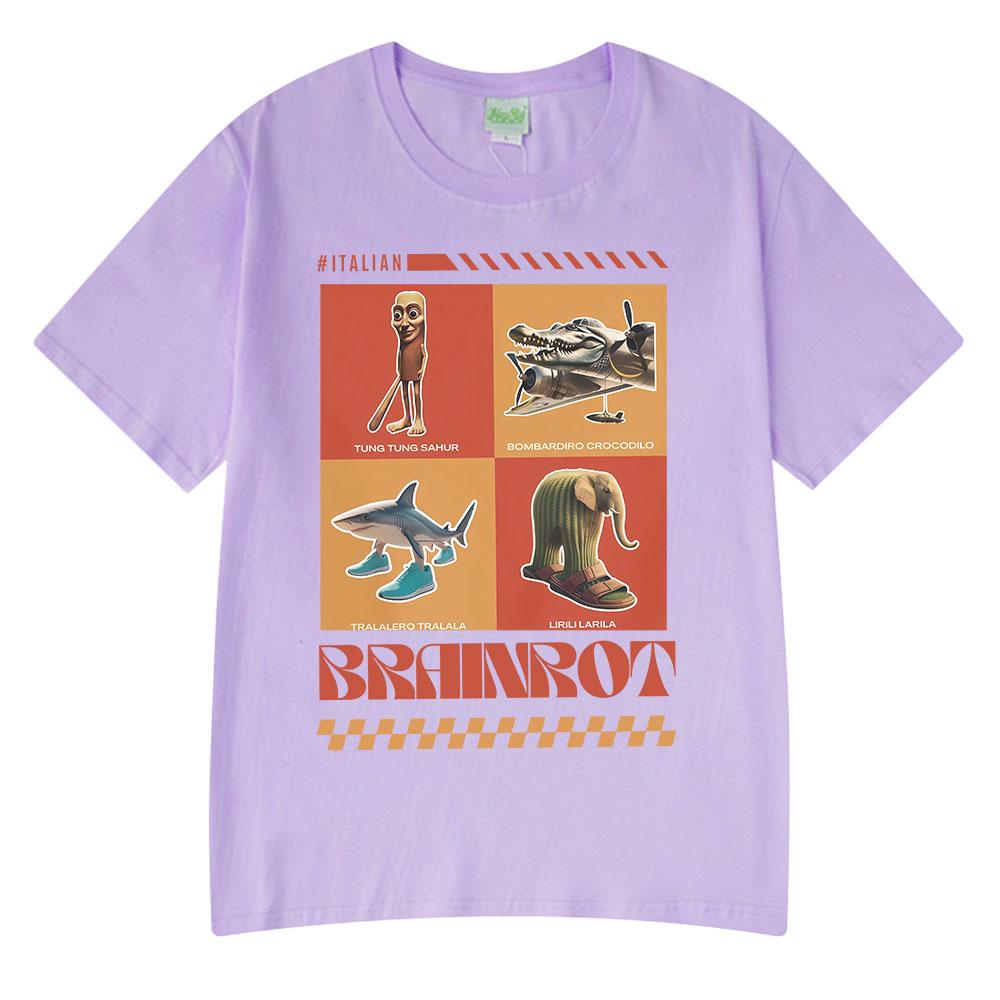 Italian Brainrot Funny Meme T-shirts Tralalero Tralala Tung Tung Tung Sahur Bombardiro Crocodilo Lirili Larila Men Women T Shirt