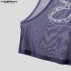 INCERUN Men Sling Sleeveless Print Mesh Sheer Tank Tops Camisole Undershirts