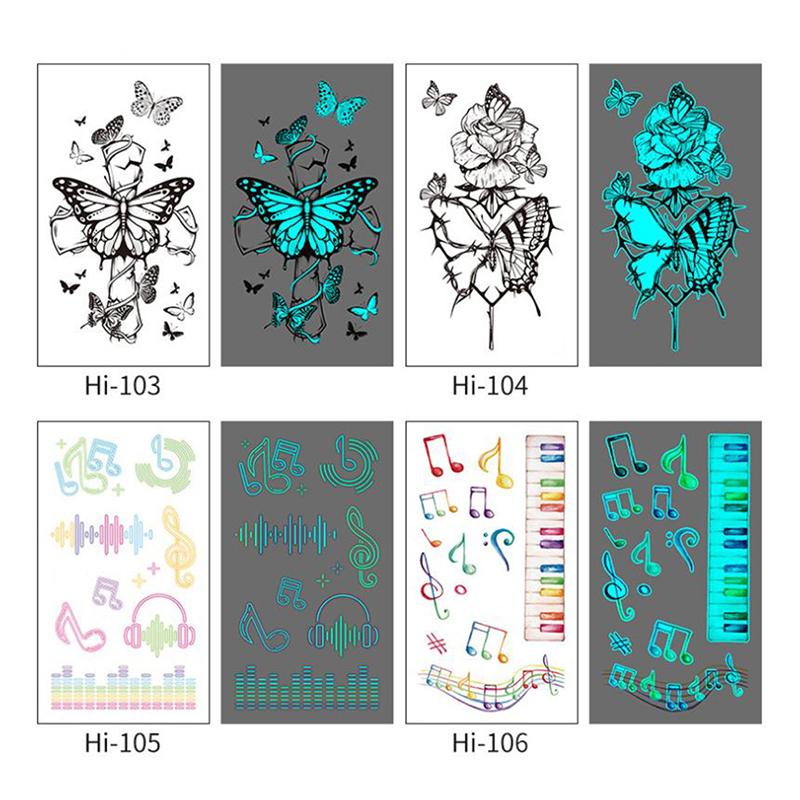 Butterfly Nightglow ajutise tätoveeringuga naiste kehakunstiga maalimise käe tätoveeringu kleebis