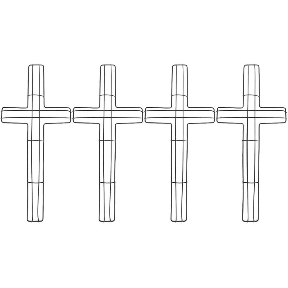 PRETYZOOM Garland Flower 16 inch Wire Set of 4Easter Cross Wreath Floral Wreath Wall Hanging Wreath Making Tool Wedding Wreath Rings Garland Frame