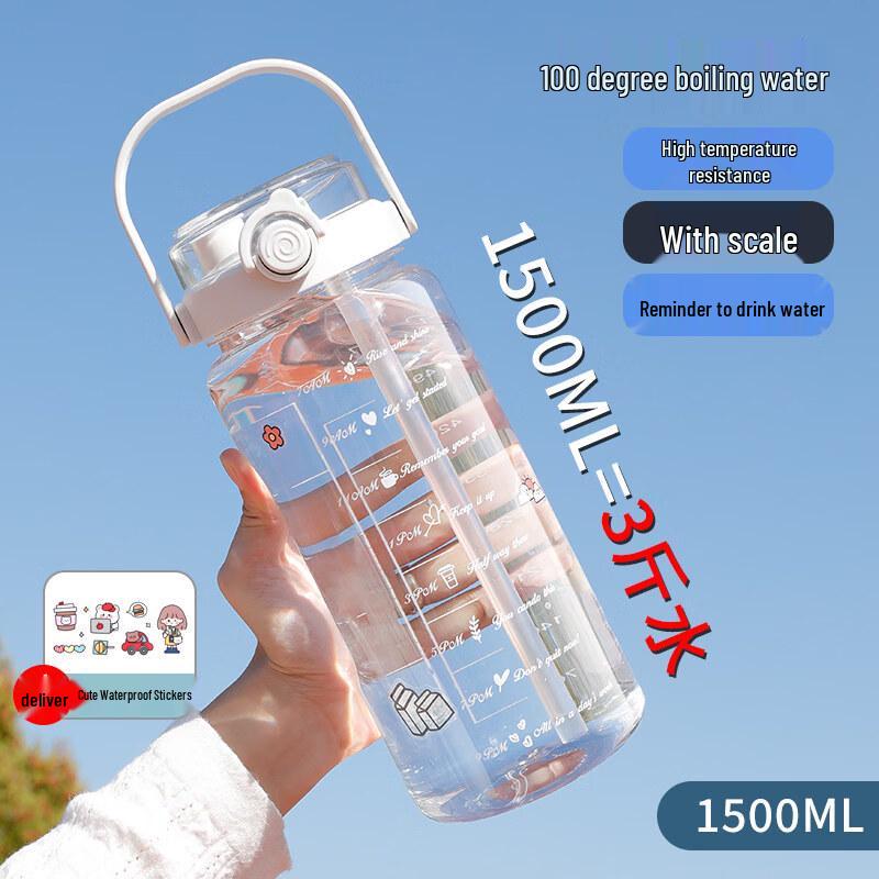 ZISIZ Extra Large Capacity Water Bottle with Straw and Scale