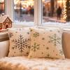BUYNOW 1PC Plush Snowflake Jacquard Cushion Cover Christmas-themed Soft Minimalist Living Room Sofa Cushion Cover Home Bed Decor