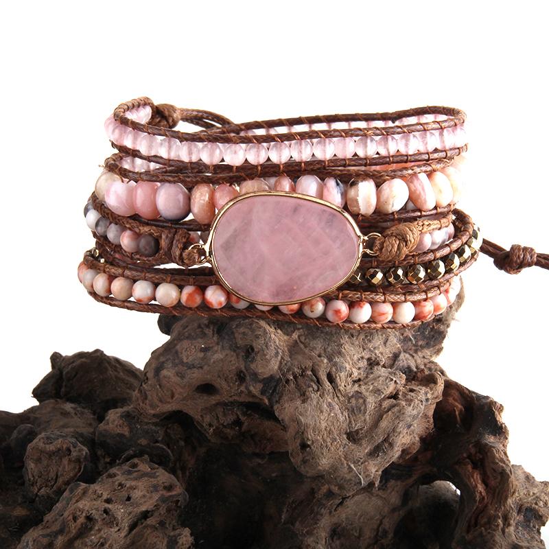 RH Mode Handma Böhmischen Schmuck Boho Armband Gemischt Natürliche Steine Charme 5 Stränge Wrap Armbänder Geschenk DropShipping