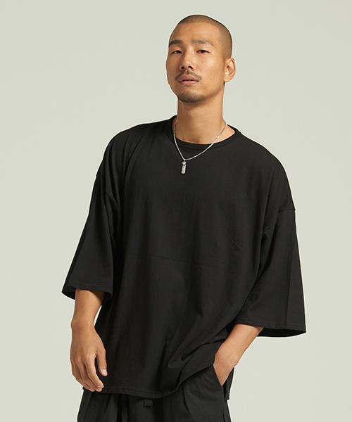 Tener Simple 3/4 Length Boxy T-Shirt Black F
