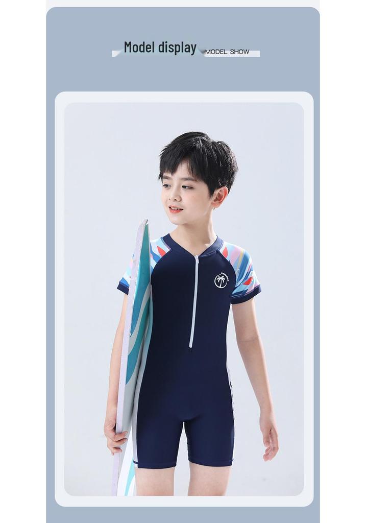 Boys' Cartoon Two-Piece Long Sleeve Swimsuit – S, M, L Sizes, Sun Protection, Quick-Dry Summer Swimwear.