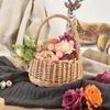 Flower Basket Rural Elegant Hand Woven Wicker Flower Girl Basket for Wedding Home Picnic