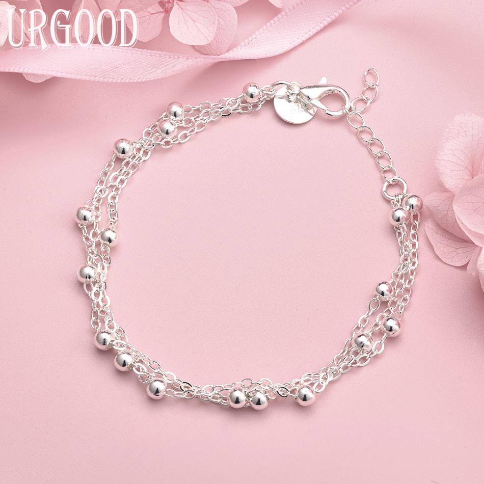 925 Sterling Silver Wedding Jewelry Beads Fashion Bracelet