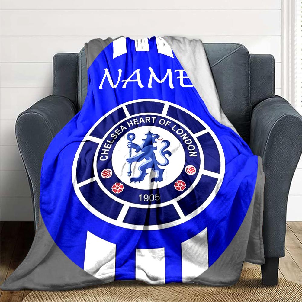 Custom Name Chelsea Heart London Crest Blanket for Couch & Bed, Plush Cozy Fuzzy Blanket Super Soft & Warm Blankets for Fall and Winter. 0908267