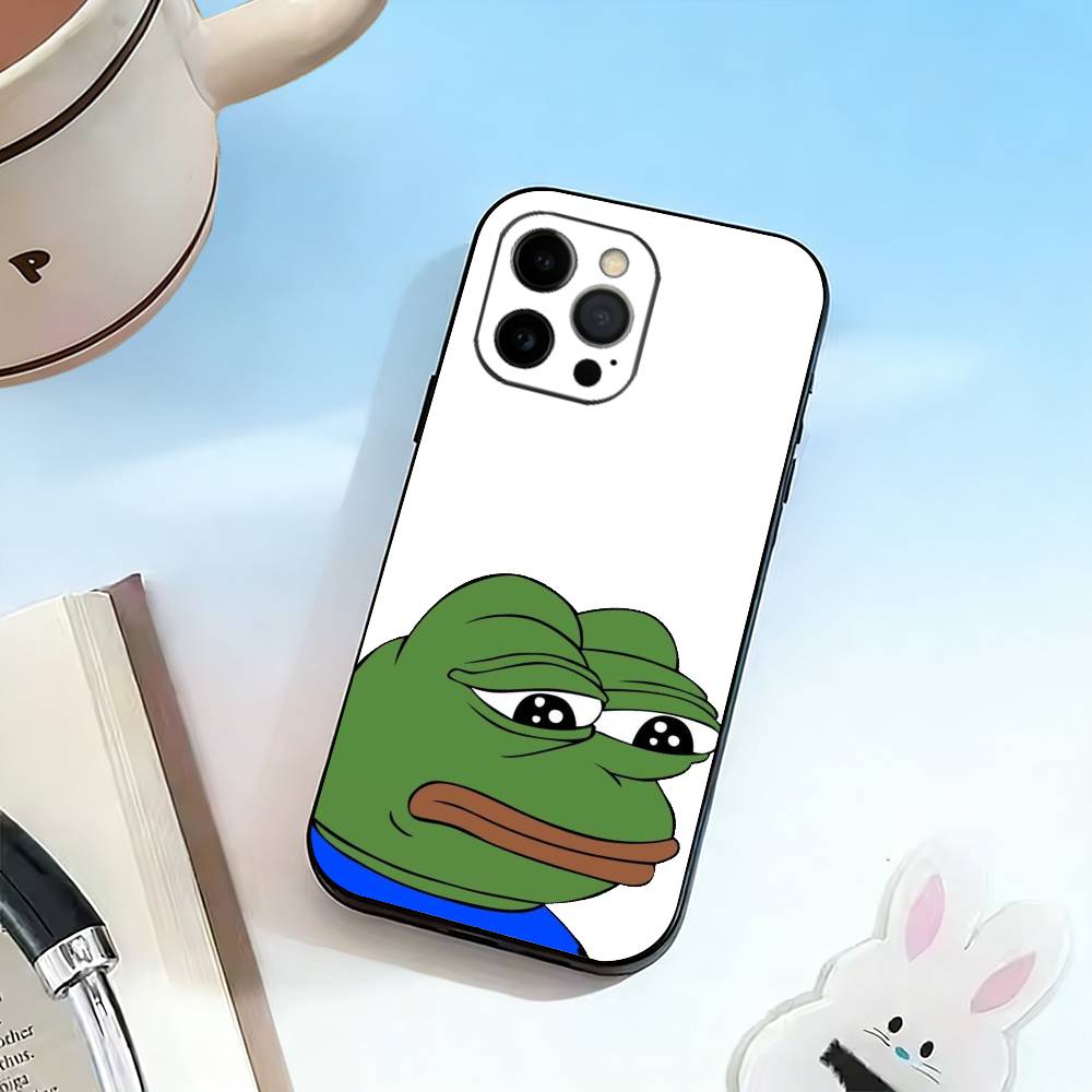 Funny Sad Frog Pepe M-meme Phone Case For iPhone 17, 16,15,14,13,12,11 Plus,Pro Max, Others Soft Black Cover