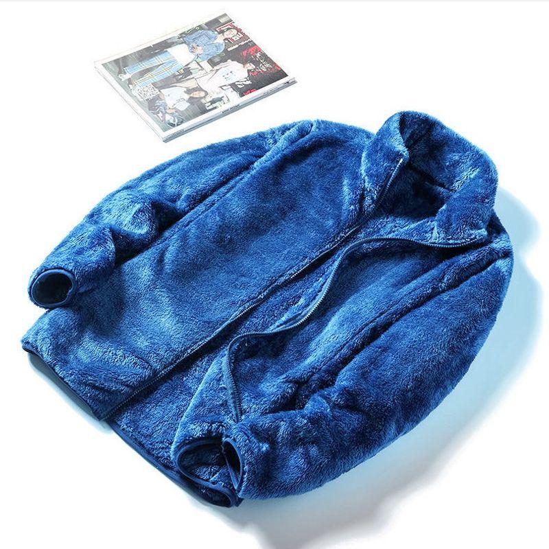 Loose and Velvet Zipper Turtleneck Coat Loose Fleece Zipper Turtleneck Coat